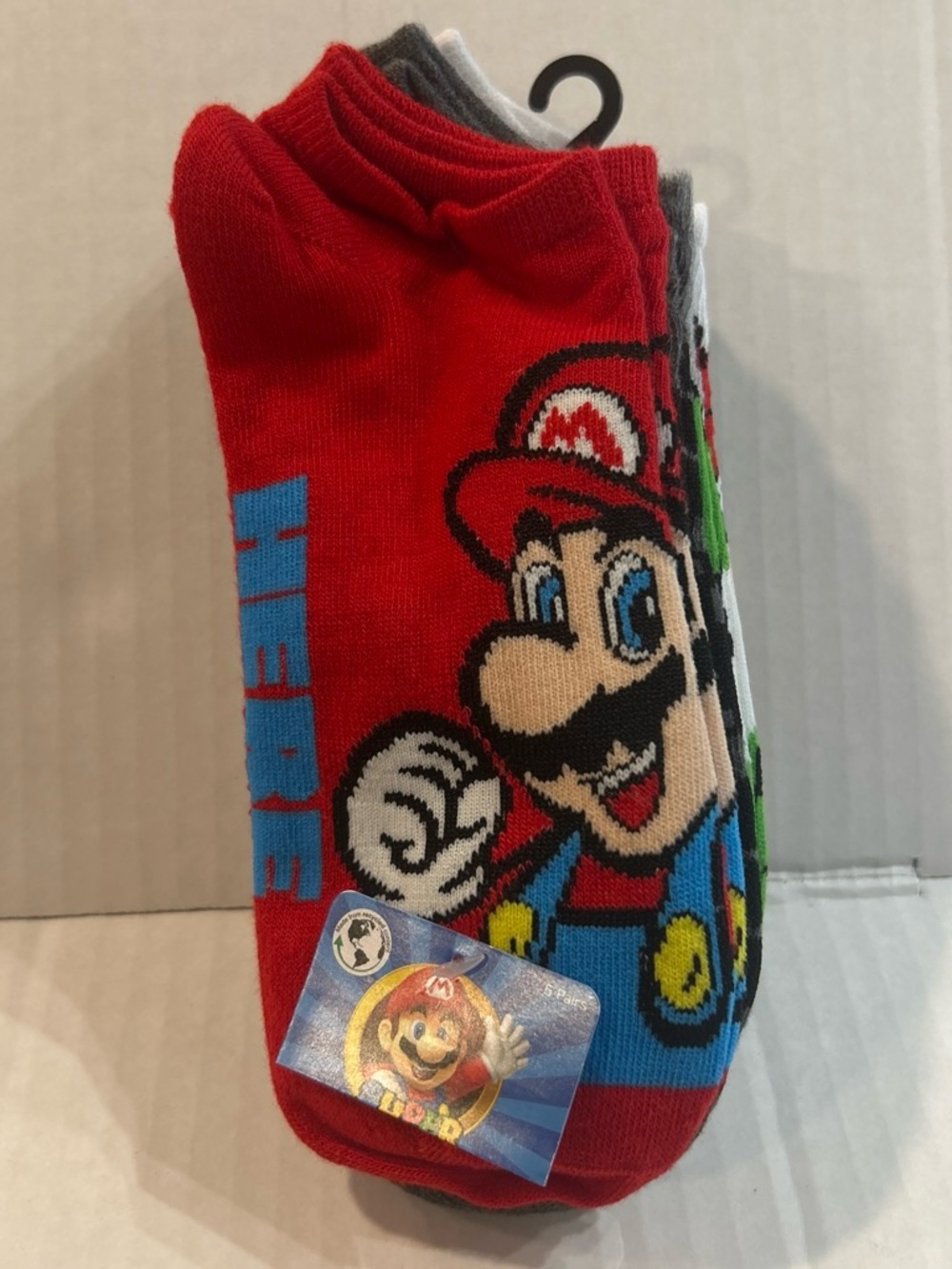 Super Mario Red Low-Cut Socks - Men's Character Ankle Socks size 3-9